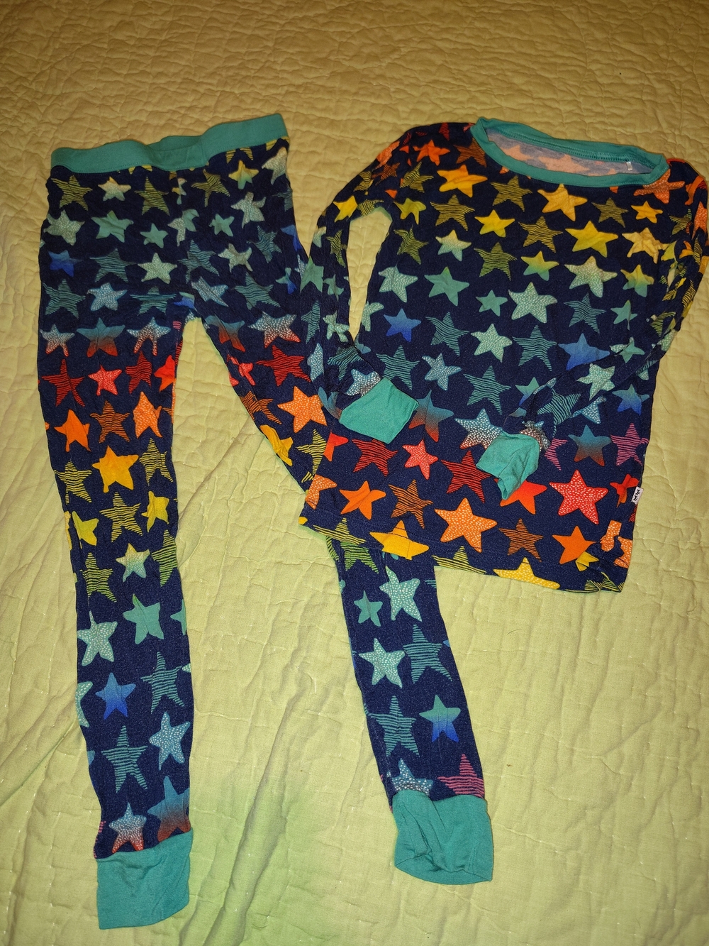 Little Sleepies Navy Star Pajama Set with Teal Trim